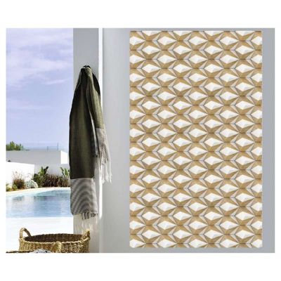 Tenture murale extérieure imprimée 3D PIERRE BLANCHE ET BOIS, H.2 x L.1.2 m, Made in France par Scenolia