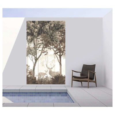Tenture murale extérieure imprimée FORET SEPIA, H.2 x L.1.2 m, Made in France par Scenolia