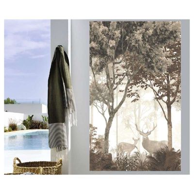 Tenture murale extérieure imprimée FORET SEPIA, H.2 x L.1.2 m, Made in France par Scenolia