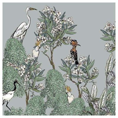Tenture murale extérieure imprimée LAURIER BLANC, H.1.5 x L.1.5 m, Made in France par Scenolia