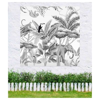 Tenture murale extérieure imprimée LE MONDE ARGENTE, H.1.5 x L.1.5 m, Made in France par Scenolia