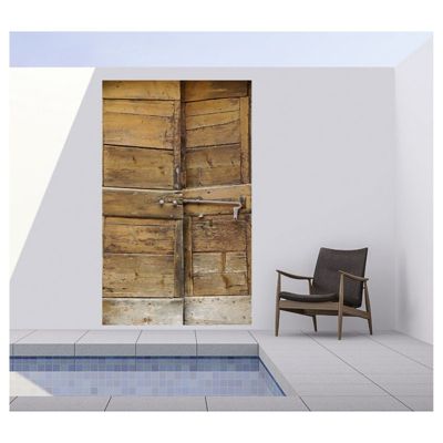 Tenture murale extérieure imprimée PORTE BOIS ANCIEN, H.2 x L.1.2 m, Made in France par Scenolia