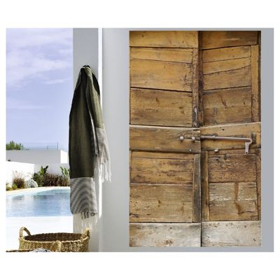 Tenture murale extérieure imprimée PORTE BOIS ANCIEN, H.2 x L.1.2 m, Made in France par Scenolia