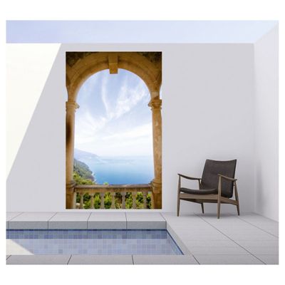 Tenture murale extérieure imprimée VILLA PARADISIA, H.2 x L.1.2 m, Made in France par Scenolia