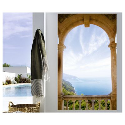 Tenture murale extérieure imprimée VILLA PARADISIA, H.2 x L.1.2 m, Made in France par Scenolia
