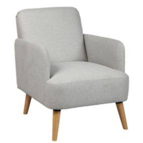 TEODORE - Fauteuil Rembourré Tissu Gris Clair