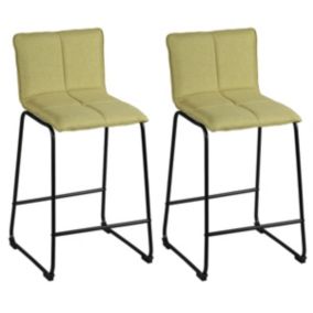 TEODORE - Lot de 2 Tabourets de Bar Tissu Vert