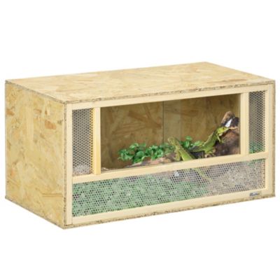 Terrarium - vivarium reptiles - 2 portes coulissantes verre trempé - parois maillées frontales - métal OSB