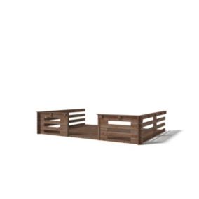 Terrasse en bois avec balustrade pour abri en bois - 12m2 - 4m x 3m - imprégnée - couleur: marron - DOM542