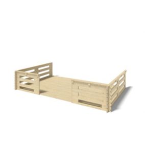 Terrasse en bois avec balustrade pour abri en bois - 15m2 - 5m x 3m - couleur: naturel - DOM616