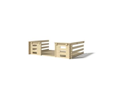 Terrasse en bois avec balustrade pour abri en bois - 6m2 - 3m x 2m - couleur: naturel - DOM142