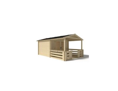 Terrasse en bois avec balustrade pour abri en bois - 6m2 - 3m x 2m - couleur: naturel - DOM142