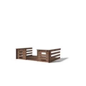 Terrasse en bois avec balustrade pour abri en bois - 6m2 - 3m x 2m - imprégnée - couleur: marron - DOM147