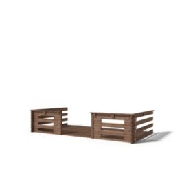 Terrasse en bois avec balustrade pour abri en bois - 8m2 - 4m x 2m - imprégnée - couleur: marron - DOM79