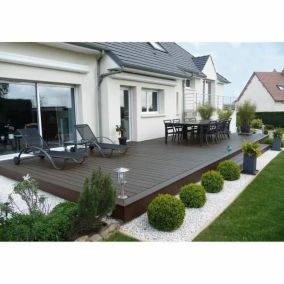 Terrasse KIT COMPLET - 20m2 Terrasse en bois à clipser GRAD - Lames Composite CHOKO BROWN 2000 x 120 x 20 mm