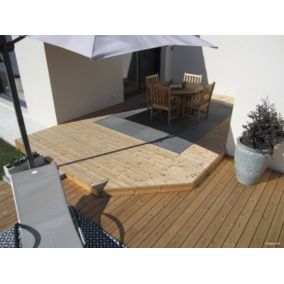 Terrasse KIT COMPLET - 20m2 Terrasse en bois à clipser GRAD - Lames Pin thermo-chauffé 2400 x 120 x 21 mm