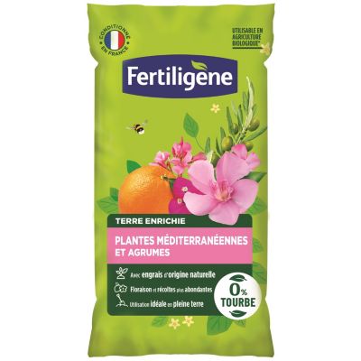 Terre enrichie sans tourbe pour plantes méditerranéennes et agrumes 40 L Fertiligène