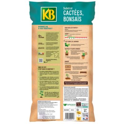 Terreau cactées et bonsaïs sans tourbe 6L KB