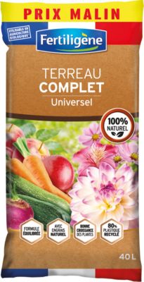Terreau complet universel sans tourbe Fertiligène 40L