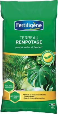 Terreau de rempotage plantes vertes et fleuries Fertiligène 6L