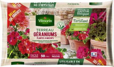 Terreau géranium Vilmorin 50L dont 10 gratuits