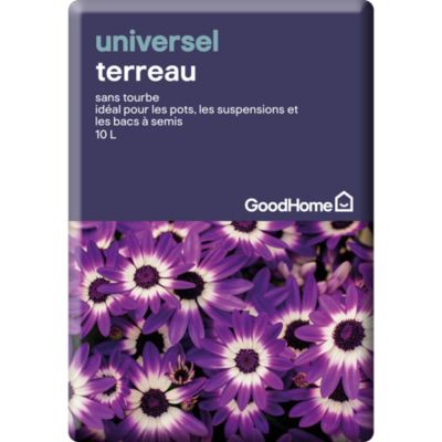 Terreau GoodHome 10L sans tourbe pour pots, suspensions et bacs à semis