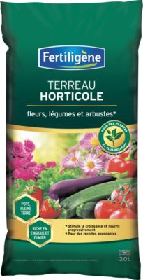 Terreau horticole fleurs, légumes et arbustes Fertiligène 20L