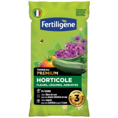 Terreau horticole premium sans tourbe 60L Fertiligène
