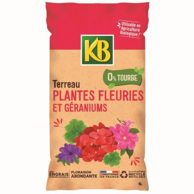 Terreau plantes fleuries et géraniums sans tourbe 6L KB