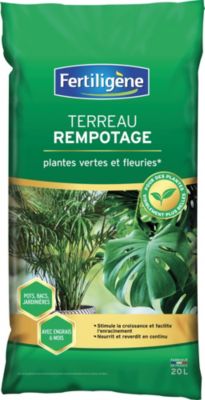 Terreau rempotage plantes vertes et fleuries Fertiligène 20L