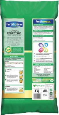 Terreau rempotage plantes vertes et fleuries Fertiligène 20L