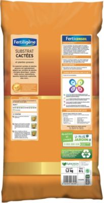 Terreau substrat cactées et plantes grasses Fertiligène 6L