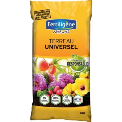 Terreau universel sans tourbe 60L Fertiligène