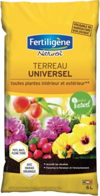 Terreau universel toutes plantes intérieur et extérieur Fertiligène 6L