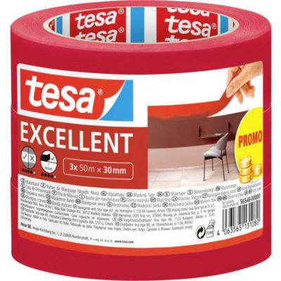 tesa EXCELLENT ruban de masquage rouge 3x50 m x 30 mm - adhésif papier ...