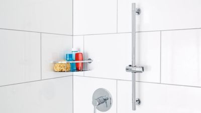 Tesa  Spaa Barre de douche 655 mm, métal chromé et plastique, pose facile sans perçage (40342-00000-00)