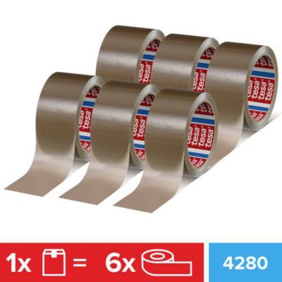 Tesa Pack PP 4195 Lot De 6 Rubans Adhésifs D’emballage – Transparent, 66 M X 50 Mm – Silencieux, Sans Solvant, Adhérence Forte