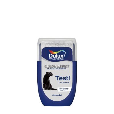 Testeur de peinture Color Resist murs et boiseries Dulux Valentine mat gris tendre 30ml