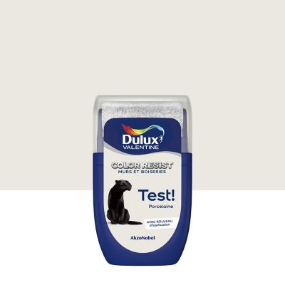 Testeur de peinture Color Resist murs et boiseries Dulux Valentine mat porcelaine 30ml