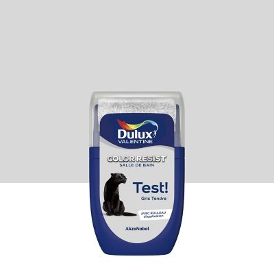 Testeur de peinture Color Resist salle de bains Dulux Valentine satin gris tendre 30ml