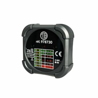 Testeur de Prise, 2 pôles + terre, automatique, à voyants, Cat II - Tibelec