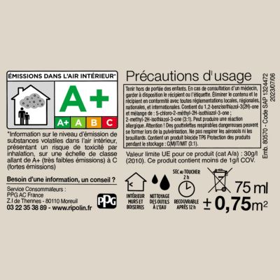 Testeur peinture beige glaise satin velouté Ripolin O'Pur 75 ml