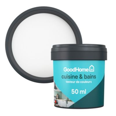 Testeur peinture cuisine et salle de bains blanc north pole satin GoodHome 50 ml