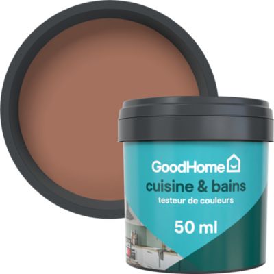 Testeur peinture cuisine et salle de bains rouge terracotta camden satin GoodHome 50 ml