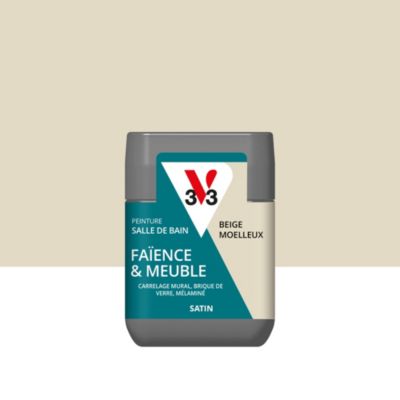 Testeur peinture de rénovation faïence et meuble de salle de bain V33 beige moelleux satin 75ml