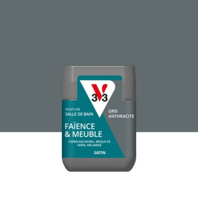 Testeur peinture de rénovation faïence et meuble de salle de bain V33 gris anthracite satin 75ml