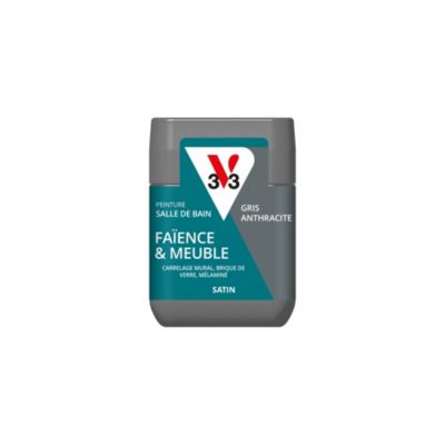 Testeur peinture de rénovation faïence et meuble de salle de bain V33 gris anthracite satin 75ml