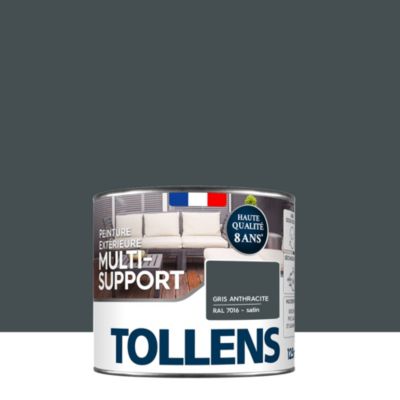 Testeur peinture extérieure multi-supports gris anthracite RAL 7016 satin Tollens 125 ml