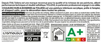 Testeur peinture murs et boiseries Tollens bleu paon satin 50ml