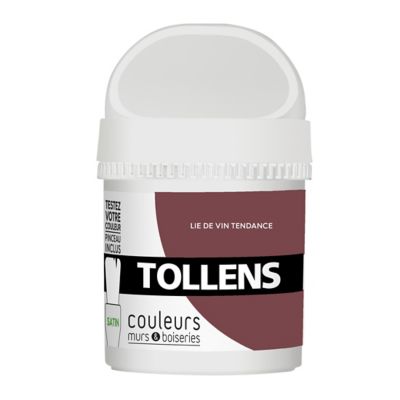 Testeur peinture murs et boiseries Tollens lie de vin tendre satin 50ml